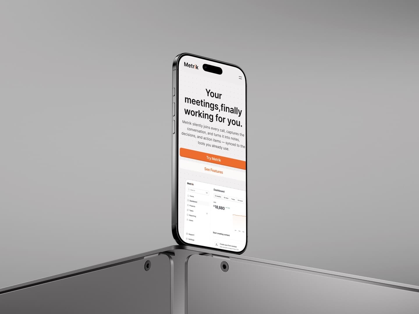 Mobile app UI mockup shown on a phone screen